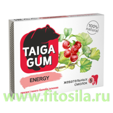 Смолка Taiga Gum "ENERGY" блистер №5 по 0,8 г, в растит. пудре, без сахара  "Алтайский нектар"