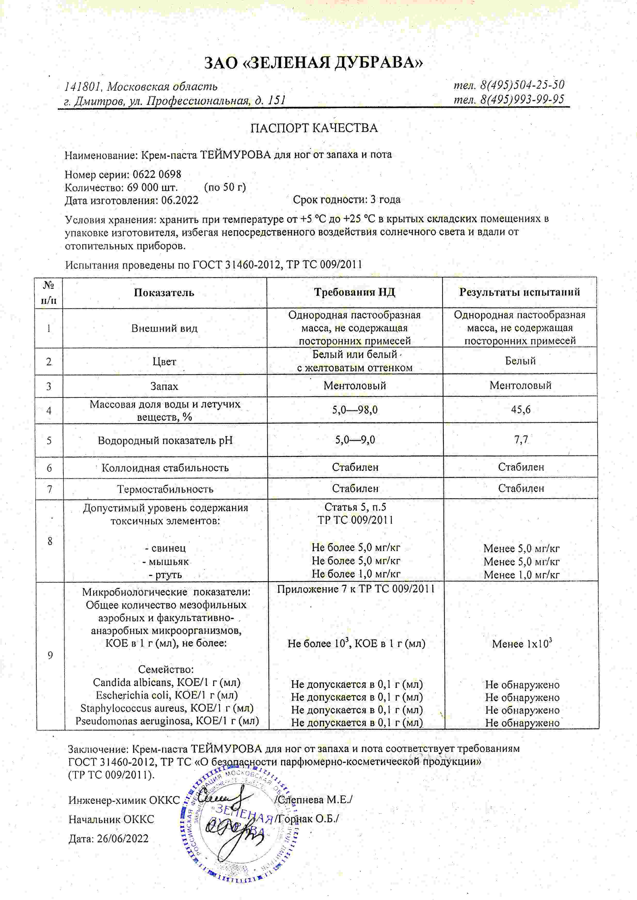 Теймурова крем-паста для ног от запаха и пота, 50 г pharmlevel в Тосно