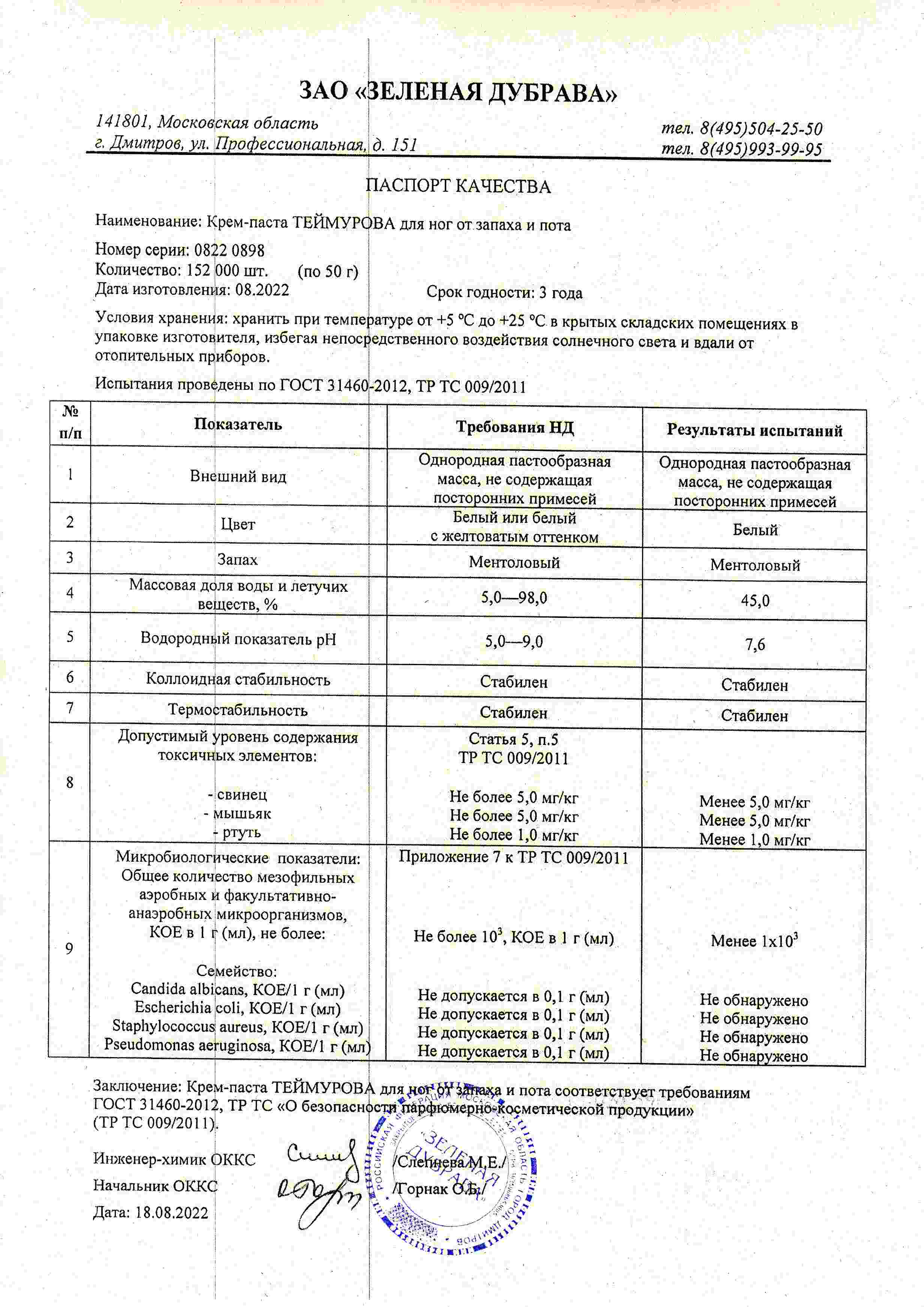 Теймурова крем-паста для ног от запаха и пота, 50 г pharmlevel в Тосно