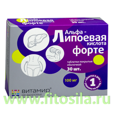 Альфа-липоевая кислота Форте 100 мг "ВИТАМИР®" - БАД, № 30 таблеток х 618 мг