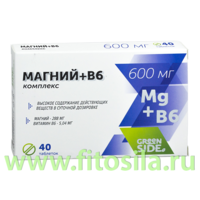 Комплекс МАГНИЙ + В6 - БАД, № 40 табл. х 600 мг, "Green Side"