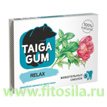 Смолка Taiga Gum "RELAX" блистер №5 по 0,8 г, в растит. пудре, без сахара "Алтайский нектар"